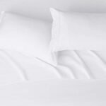 Amazon Basics 4 Piece Deluxe Microfiber Bed Sheets, Queen Size, Bright White, Solid