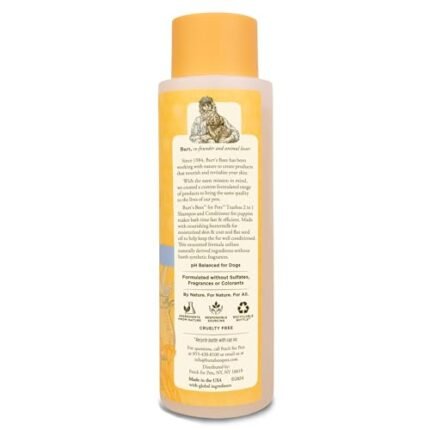 Burt's Bees for Puppies Natural Tearless 2 in 1 Shampoo and Conditioner | Made with Buttermilk and Linseed Oil | Best Tearless Puppy Shampoo for Gentle Skin and Coat | Made in...