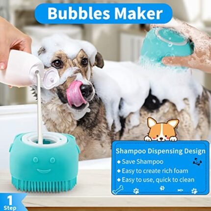 Comotech 3PCS Dog Bath Brush | Dog Shampoo brush | Dog Scrubber for Bath | Pet-Dog Bath Massage Brush Scrubber | Dog Shower/Grooming/Washing Brush with Adjustable Ring Handle...