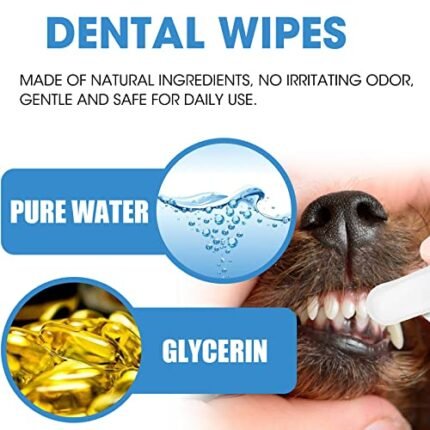 Dog Teeth Cleaning Finger Wipes - 50 CT Dental Care Wipes for Dogs, Cats, Puppies & Kittens - Natural Pet Presoaked Teeth Wipes - Pet Oral Gums Cleansing, Freshens Breath,...