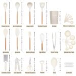 Kitchen Non Stick Cooking Utensils Set – Heat Resistant Silicone Utensils with Wooden Handle – Ladles, Spoons and Spatulas Set – Kitchen Tools & Accessories – 35pcs, Cream – by...