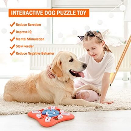 knitly Dog Puzzle Toys for IQ Training & Mental Enrichment, Interactive Dog Toys for Large Medium Small Dogs，Dog Treat Puzzle Dispensing Slow Feeder with Squeaky Design for...