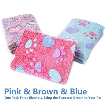 LeapSheep Pet Blankets for Dogs Cats - 3Pack Heart Pattern Super Soft Fluffy Dog Blankets for Small Medium Large Doggy Kitten (Heart, Small)