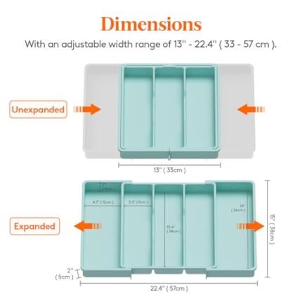 Lifewit Utensil Drawer Organiser, Expandable Large Cutlery Tray for Kitchen, Adjustable Silverware Flatware Holder, Plastic Kitchen Spatula Tools and Gadgets Storage Divider,...