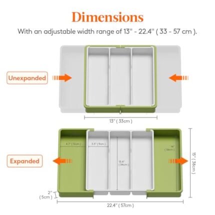 Lifewit Utensil Drawer Organiser, Expandable Large Cutlery Tray for Kitchen, Adjustable Silverware Flatware Holder, Plastic Kitchen Spatula Tools and Gadgets Storage Divider,...