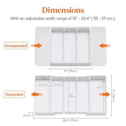 Lifewit Utensil Organizer for Kitchen Drawers, Expandable Cooking Utensil Tray, Adjustable Cutlery Silverware Flatware Holder, Plastic Kitchen Spatula Tools and Gadgets Storage...