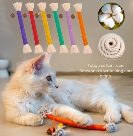 Petelligent Bent Cat Rope Toy, Pet Chew Toys, Interactive Tease Toys for Cats and Kittens, Bite-Proof Playthings, Cotton Rope Kitten Toys Dental Care Stress Relief Pet Supplies...