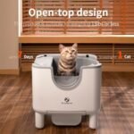 Self-Cleaning Litter Box, Open-Top Automatic Cat Litter Box, Easy Maintenance, with Built-in Safety Features and Odor Control