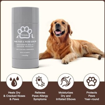 Tinioey Dog Paw Balm Stick(2.4oz) | Natural Lick Safe Paw Protection for Dogs | Dog Essentials Dog Gifts for Dog Winter Dry Cracked Dog Paws | Dog Stuff Accessories for...